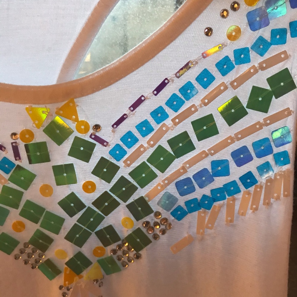 Free People Sleeveless white top with sequins